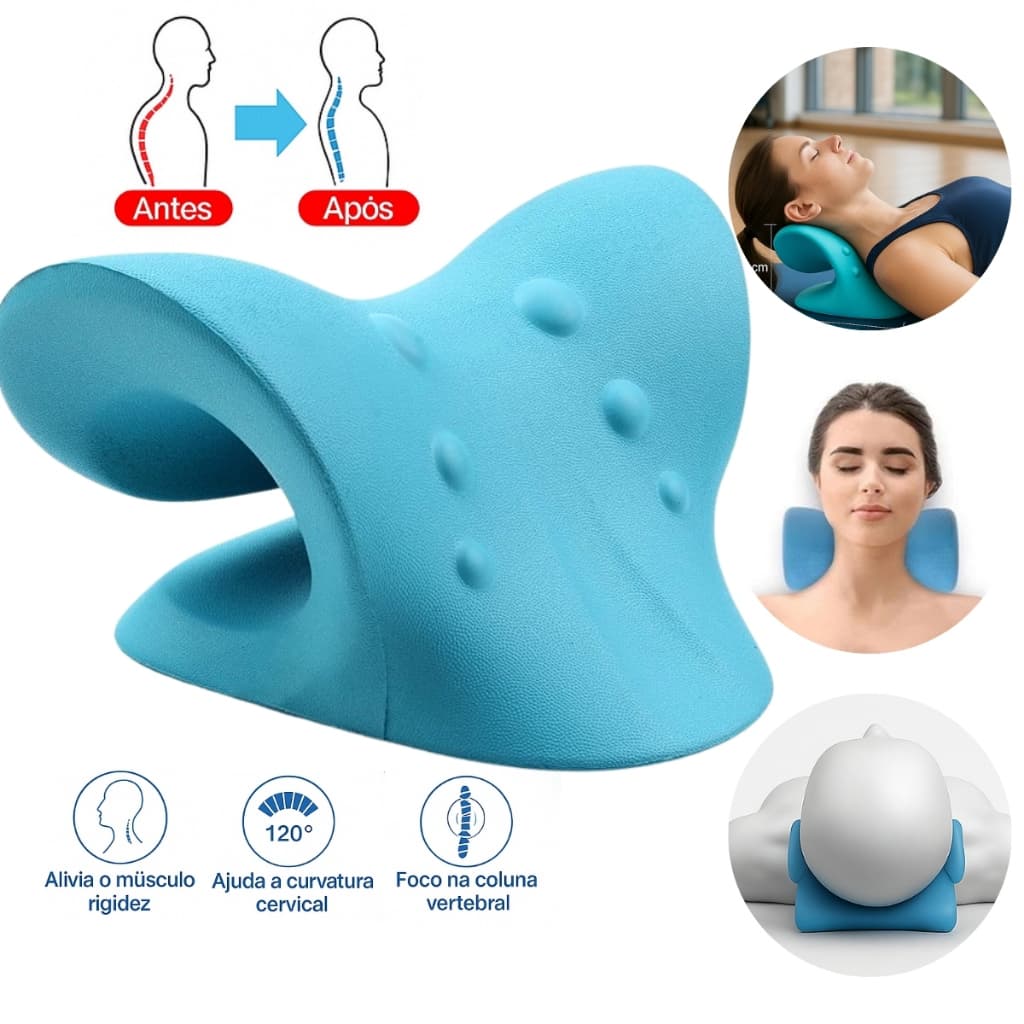 Massageador Alongador de Pescoço Cervical Travesseiro Ortopédico Postura Relaxamento Coluna GB