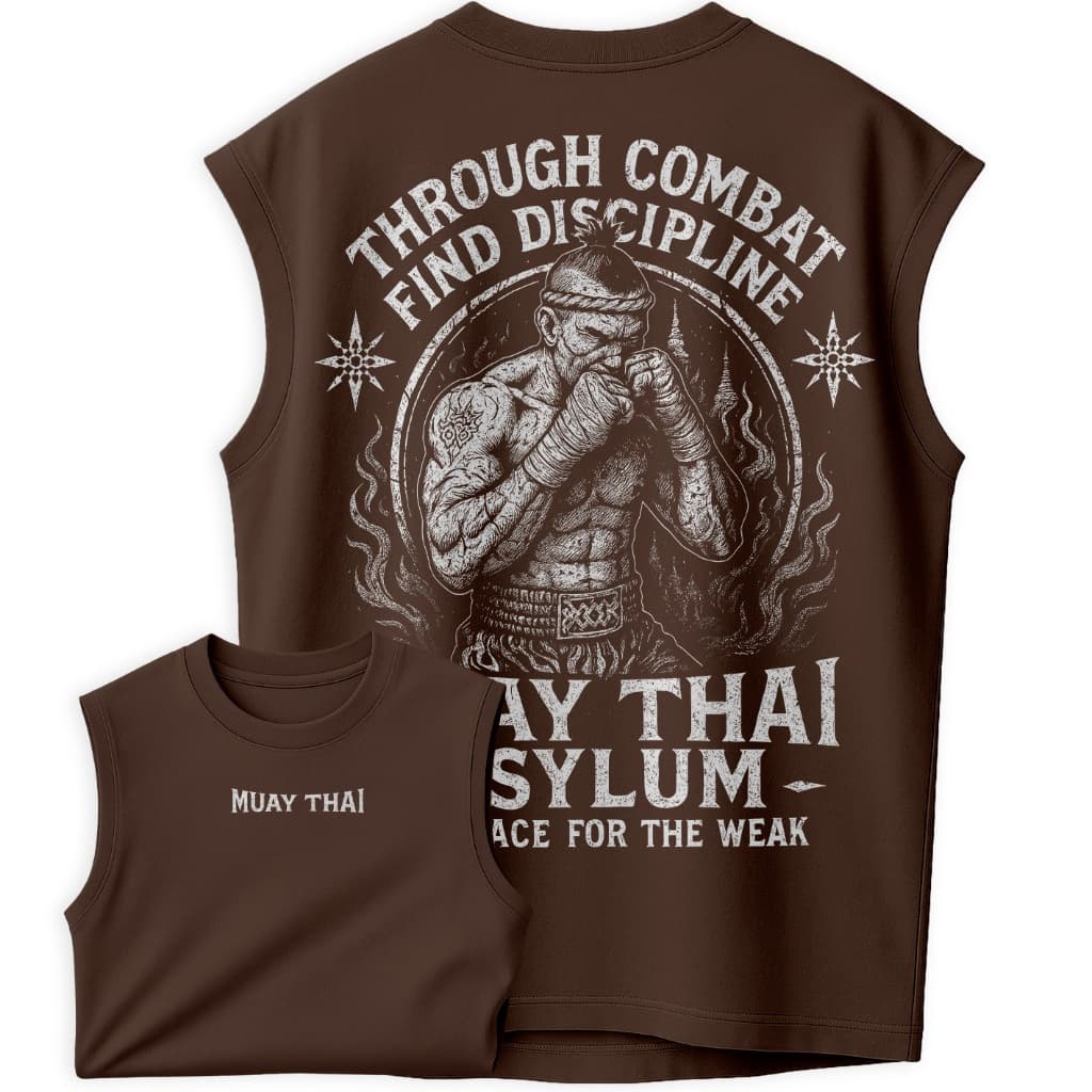 Regata Oversized Camiseta Muay Thai Masculina Frase Motivacional de Luta Estampa Old School Academia