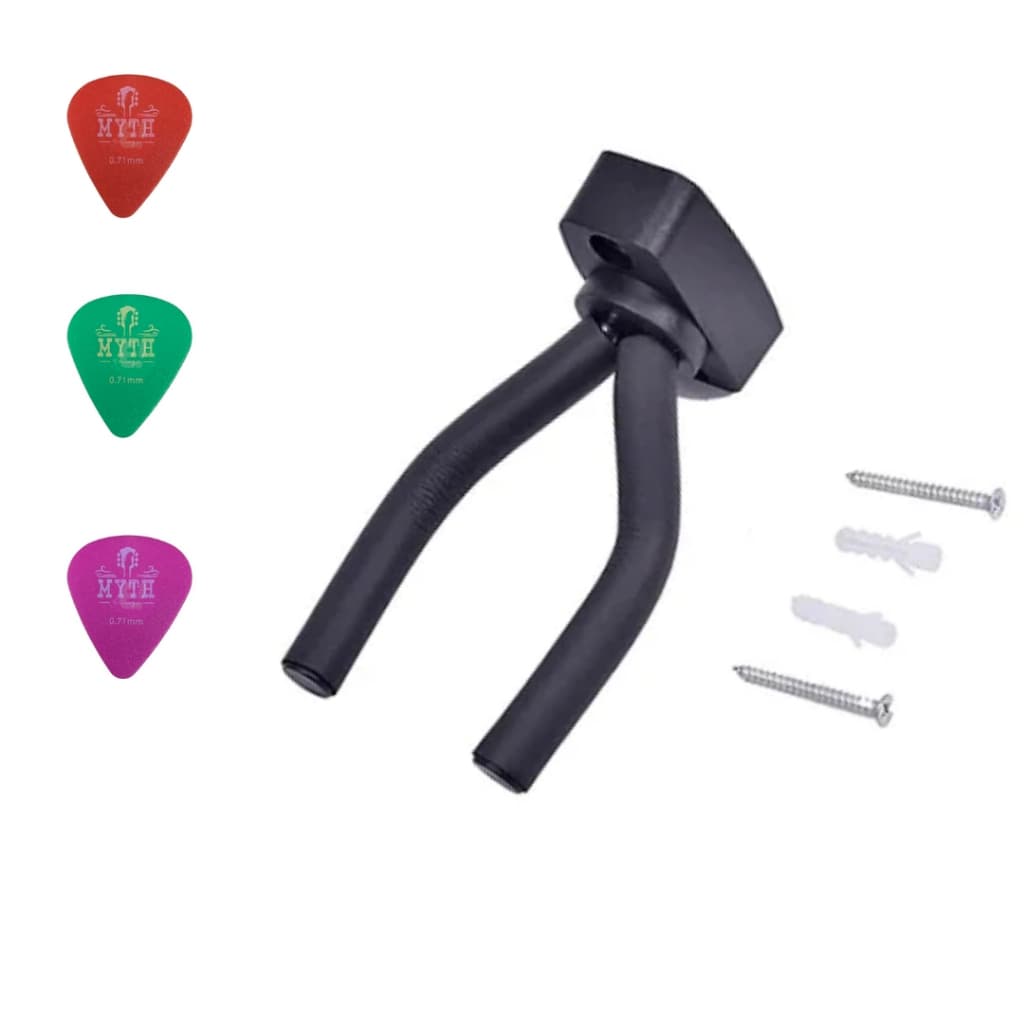 Suporte Parede para Violão Smart Preto + 3 Palhetas Variadas