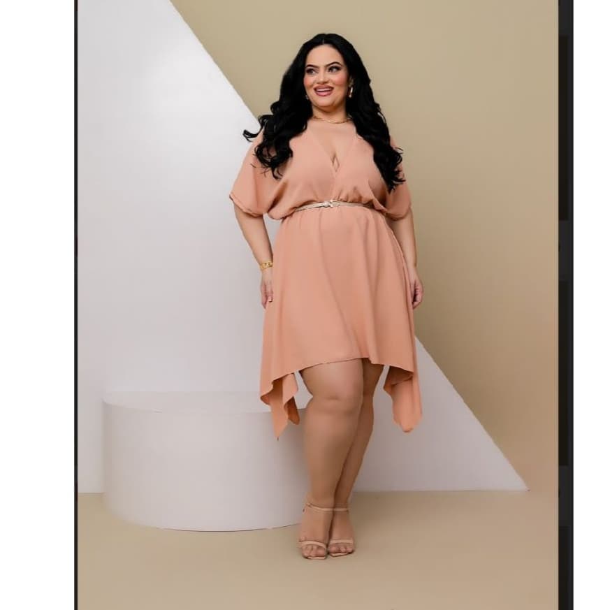 Vestido Plus size  mide Feminino Moda Evangelica mo crepe duna