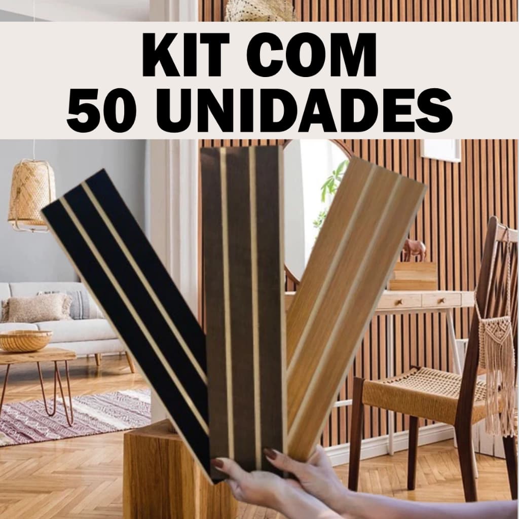 Kit 5, 10, 20, 30, 40 ou 50 unidades Revestimentos Ripados ripas - Placa Painel Decorativo MDF 45x11cm para Parede