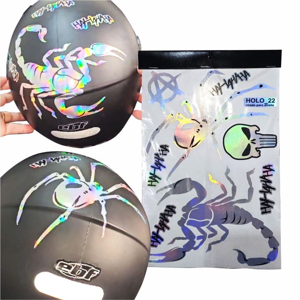 Adesivo Holográfico Tipo Cartela 30x20cm Colante Aranha Capacete