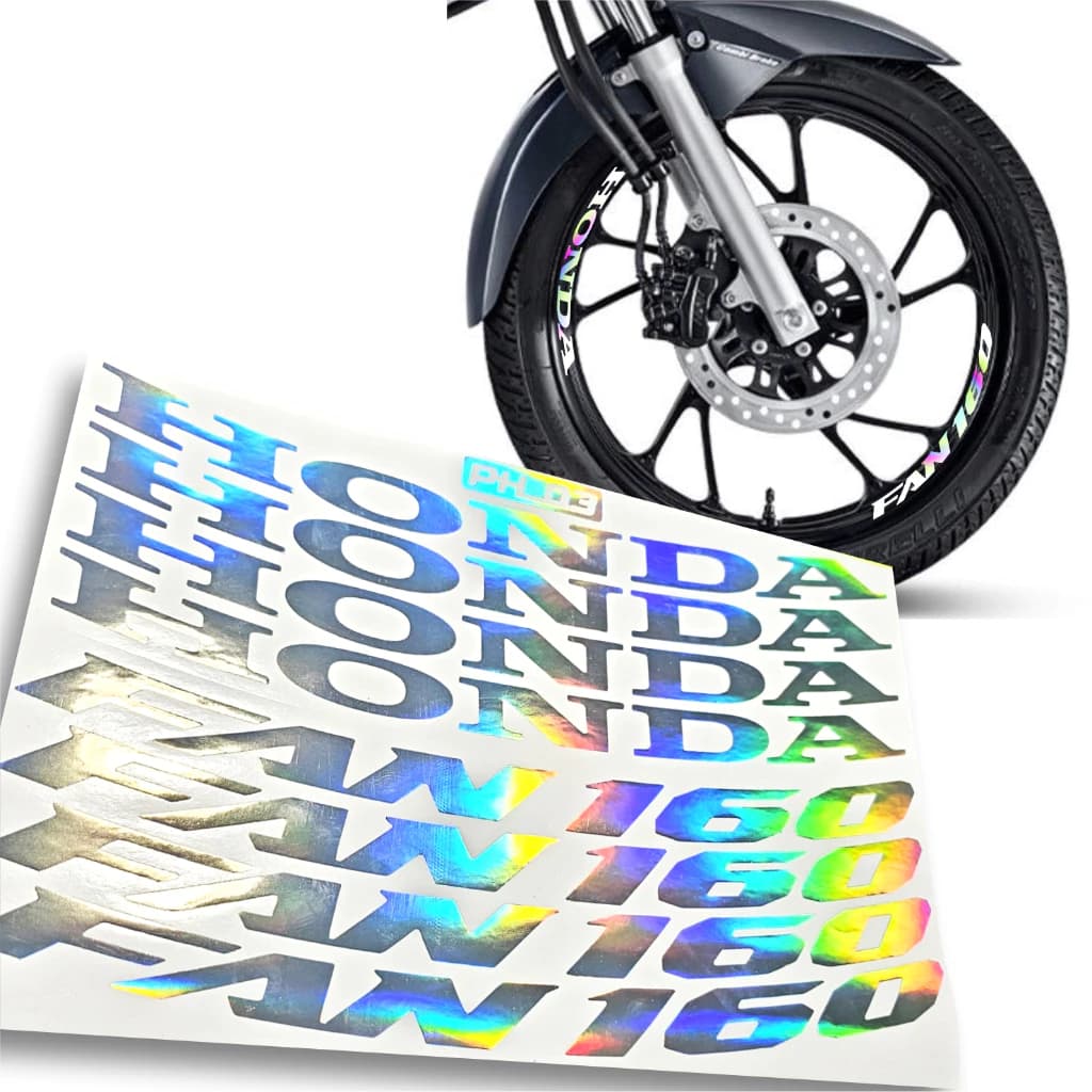 Adesivo Holográfico Honda Fan 160 Roda 2016 2017 2018 2019 2020 2021 2022 2023 2024/.... 8 Unidades