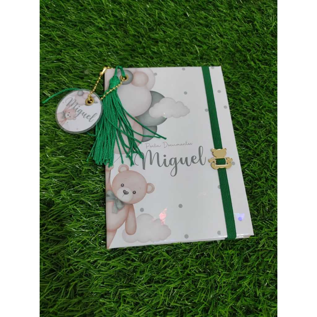 Porta Documentos Urso Verde  Baloeiro tamanho a6 ( PEQUENO)