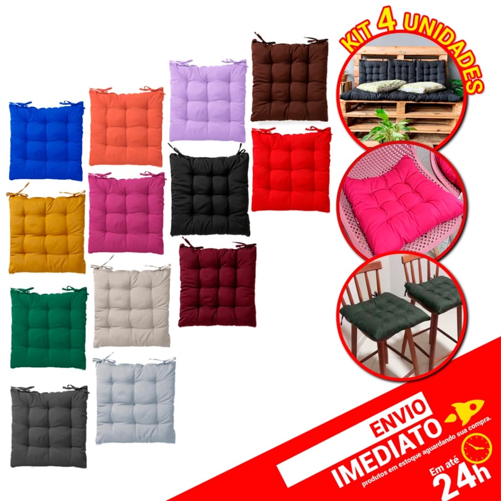 Kit 4 Assentos Futon Futton Decoração Pallet Banco Cadeira Oxford Liso 40x40cm - Várias Cores