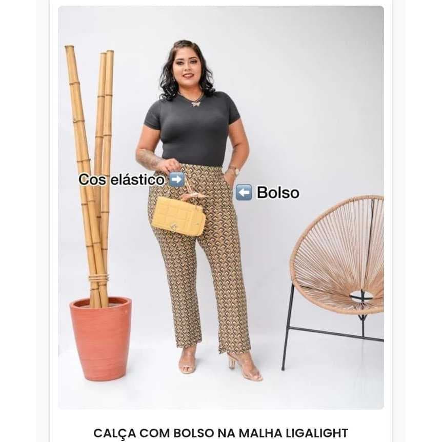 CALÇA BELLO STILO MALHA LIGALIGHT ESTAMPADA COM BOLSO FRETE GRATIS