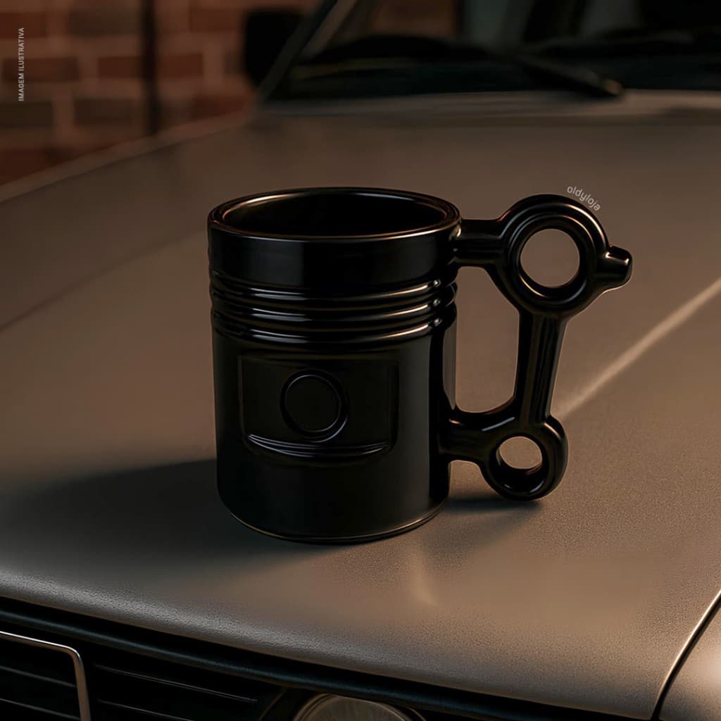 Caneca Pistão de Carro Mecânico Oficina Motor Cerâmica 350ml Canecas Diferentes