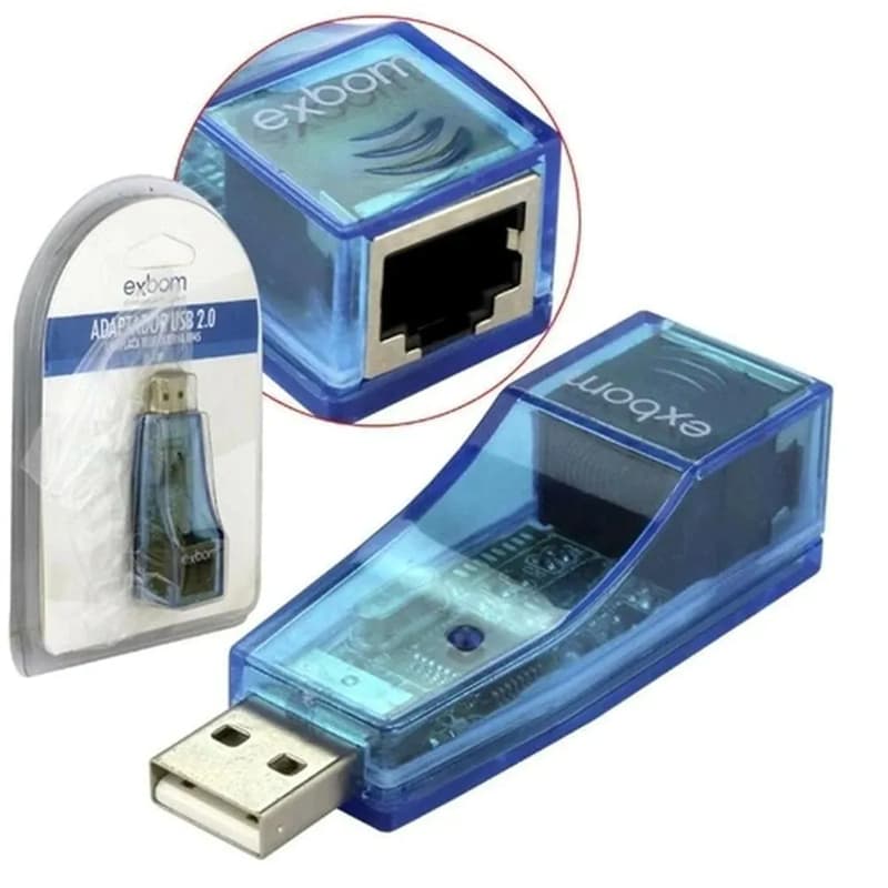 Adaptador de Rede USB 2.0 para RJ45 EXBOM – LAN Externa Azul 100Mbps