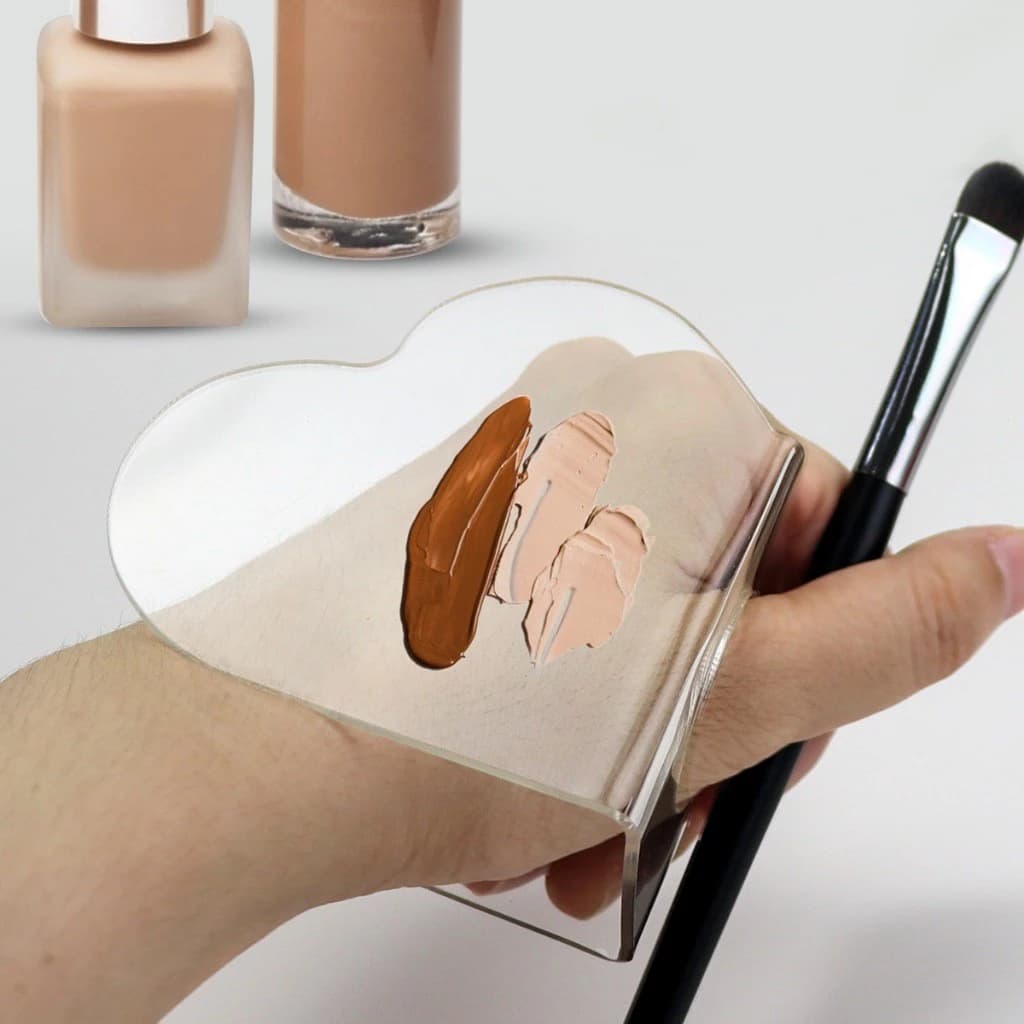 Paleta De Maquiagem Acrílica Bandeja De Mistura Clara Mão Amor Coração Para Cosméticos Arte Do Prego