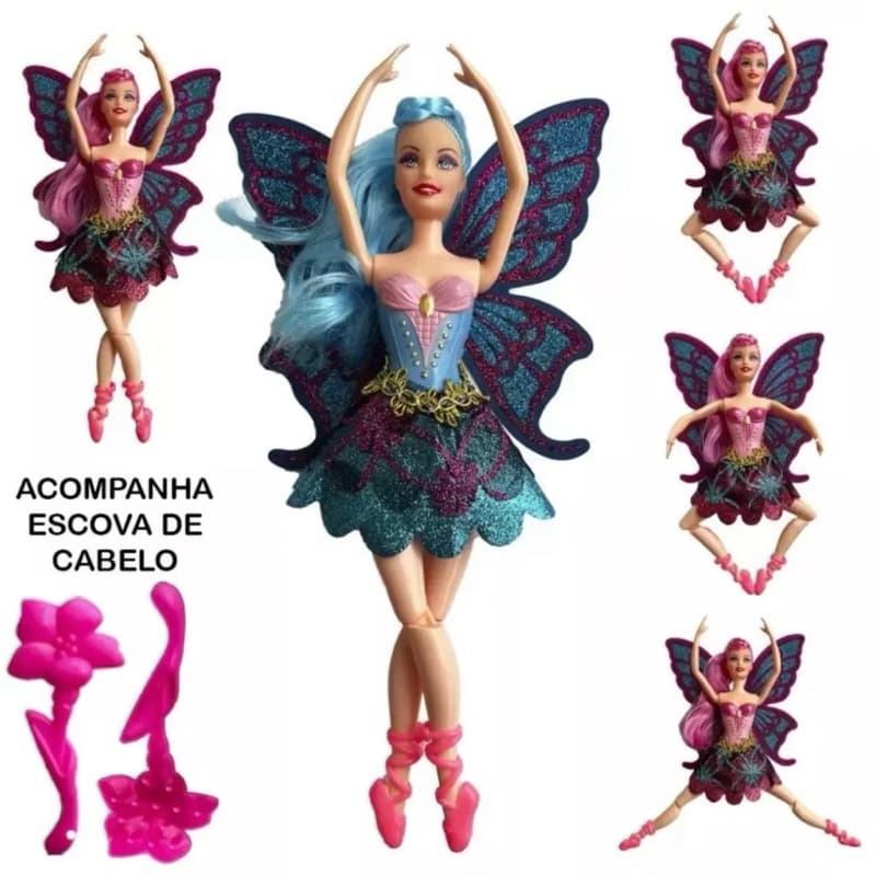 Boneca Bailarina Fada Com Asa E Acessório novidade