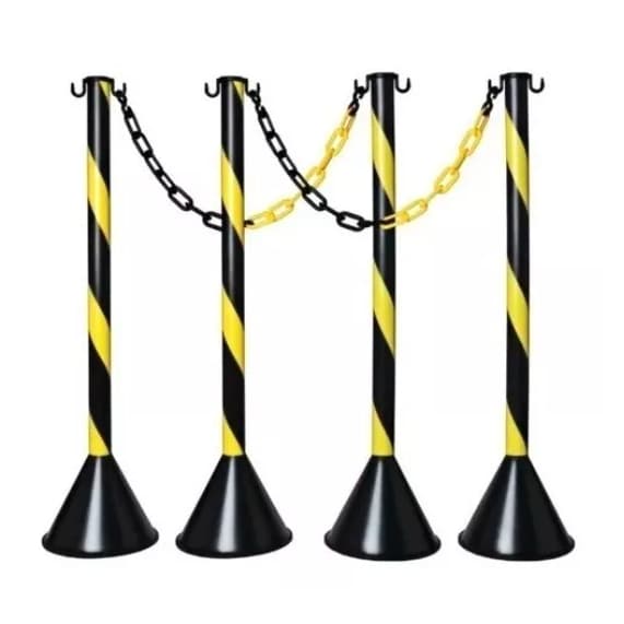 Kit 4 Organizador de Fila Pedestal Sinalização + Corrente Plástica - JV