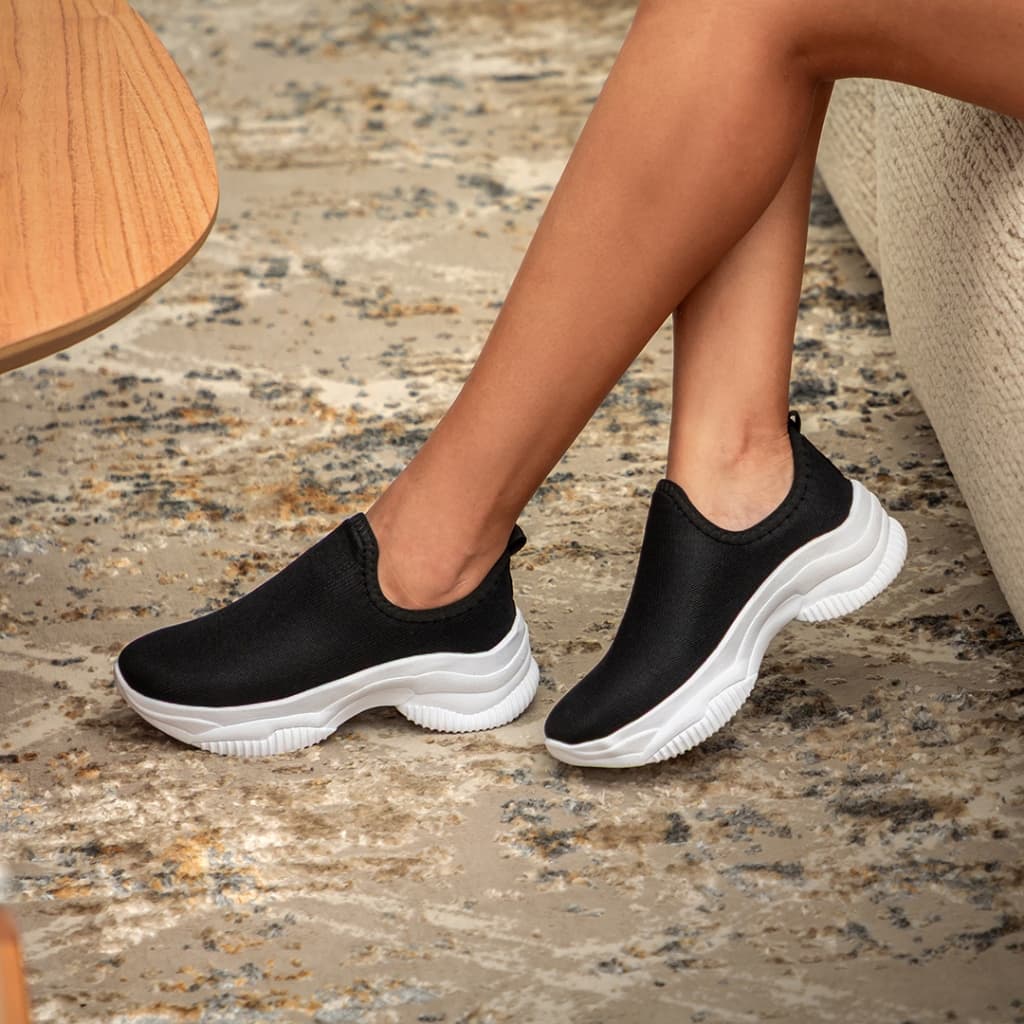 Tênis Feminino Slip On Esportivo Contra Esporão Confortável Promoção