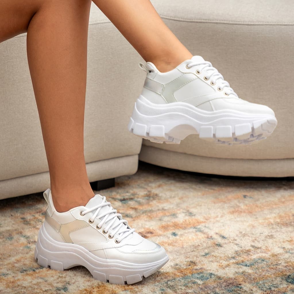 Sneaker Tênis Feminino Plataforma Branco Blogueira Promoção