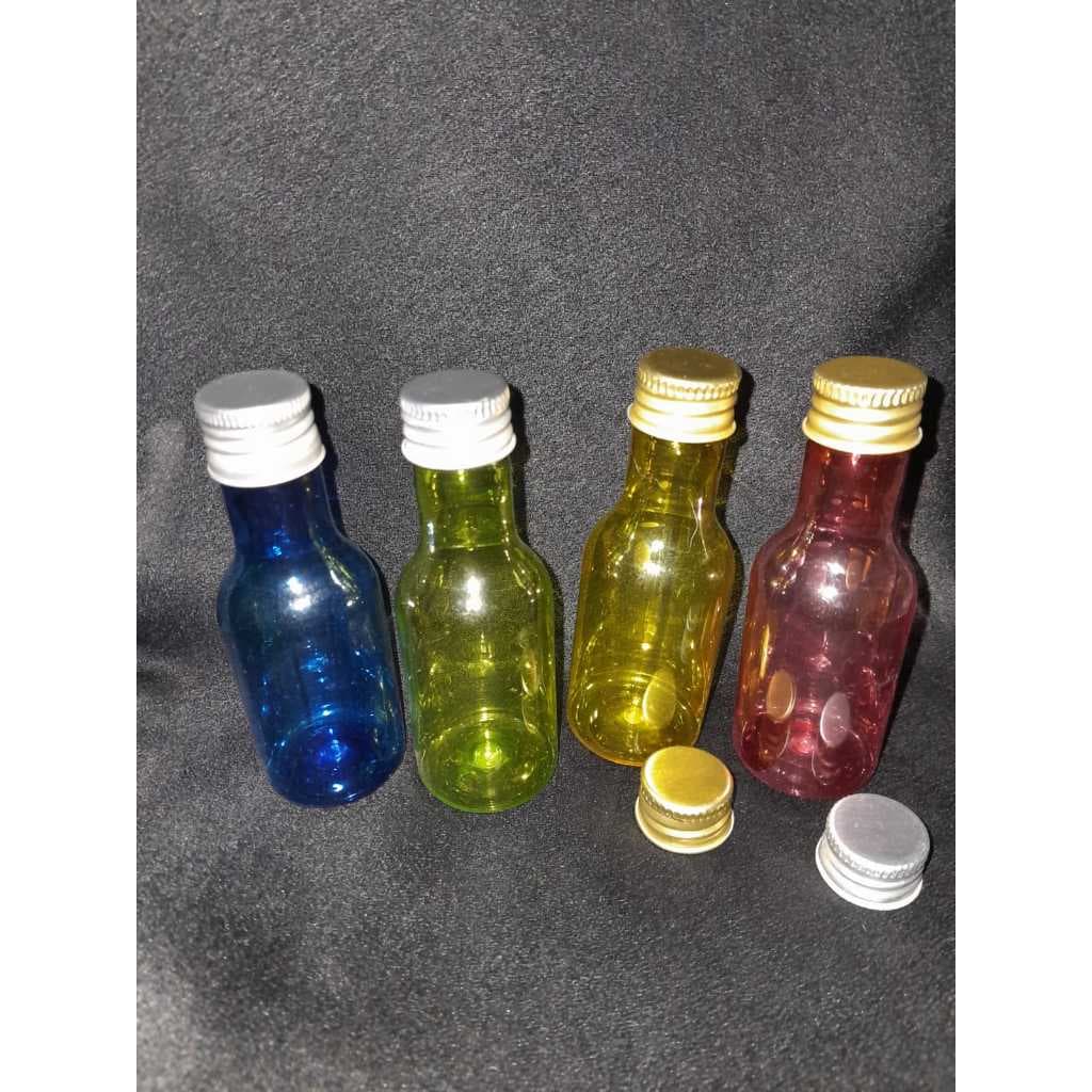 Kit 10/30 Mini garrafinha transparente ou colorida com tampa Metal R20