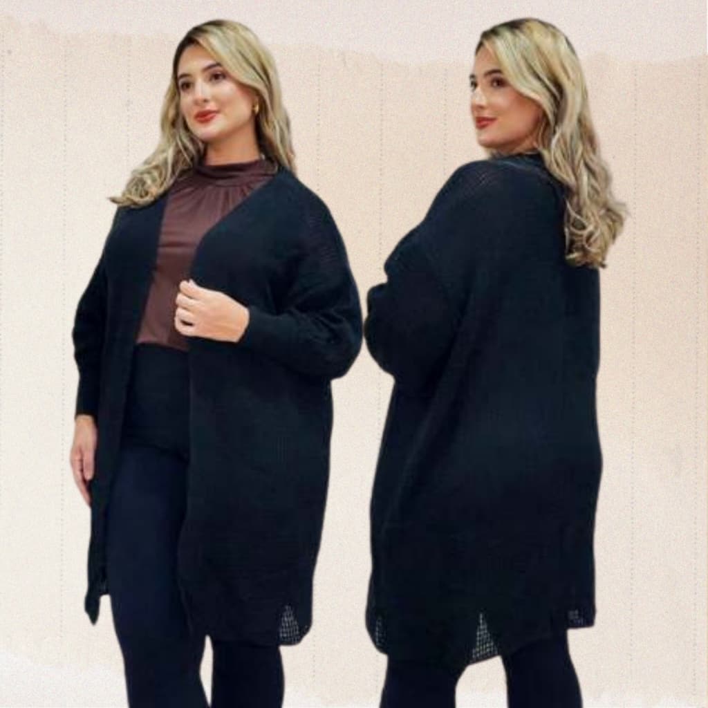 Cardigan Plus sise Feminino de Tricot Manga Longa Elegante e Casual Frio Inverno Blusas Femininas