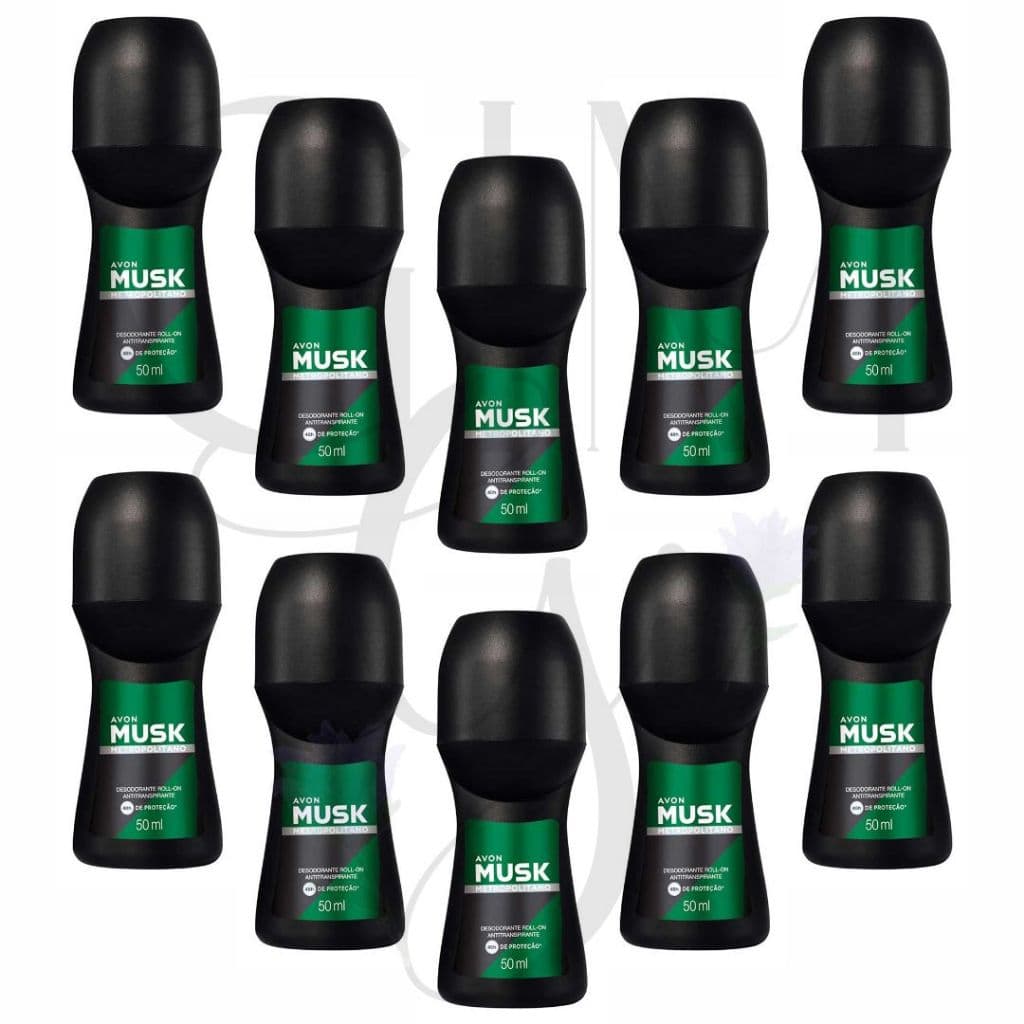 Kit com 10 Desodorantes Roll-on Musk Metropolitano Masculino 50ml-Avon