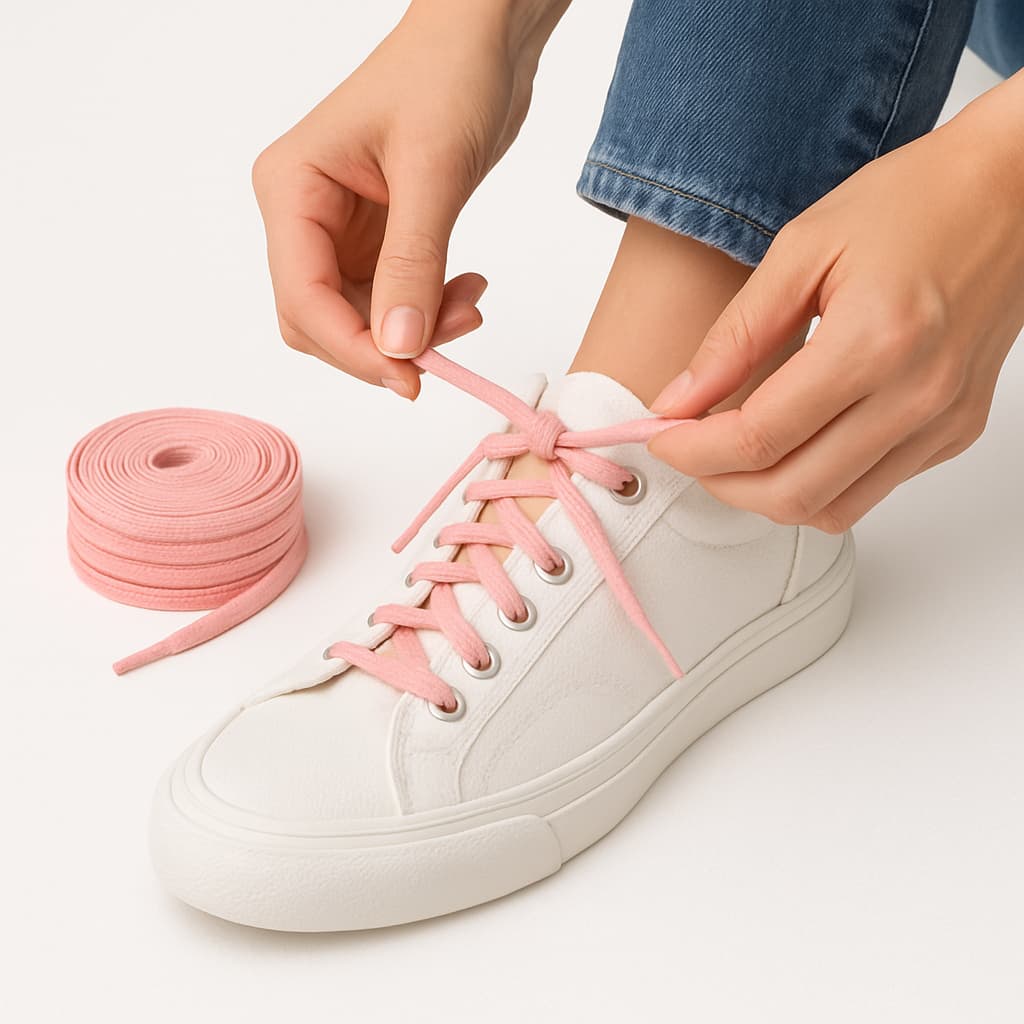 Cadarço Rosa Compatível  Todas  Marcas  Achatado 100% Poliéster 1.20cm Resistente