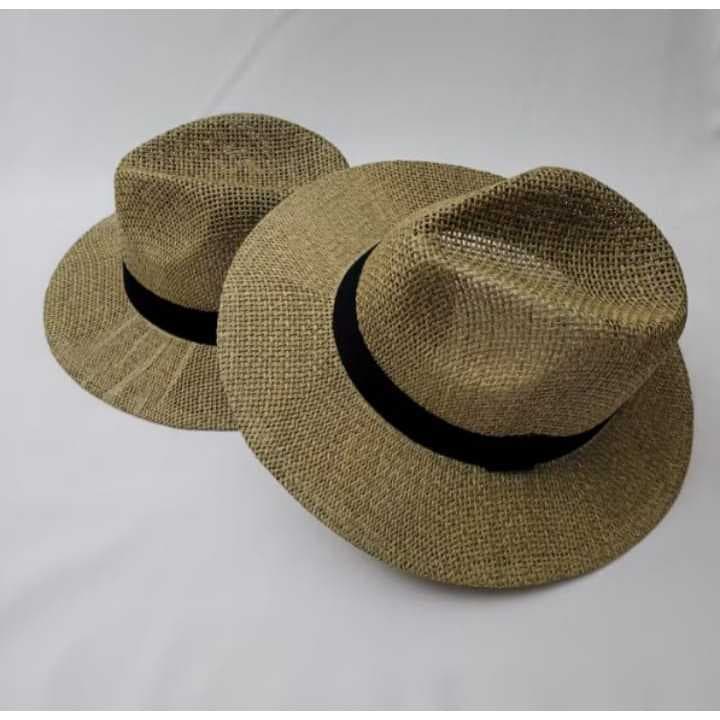Chapéu Panamá Fedora palha toquilla furado verde