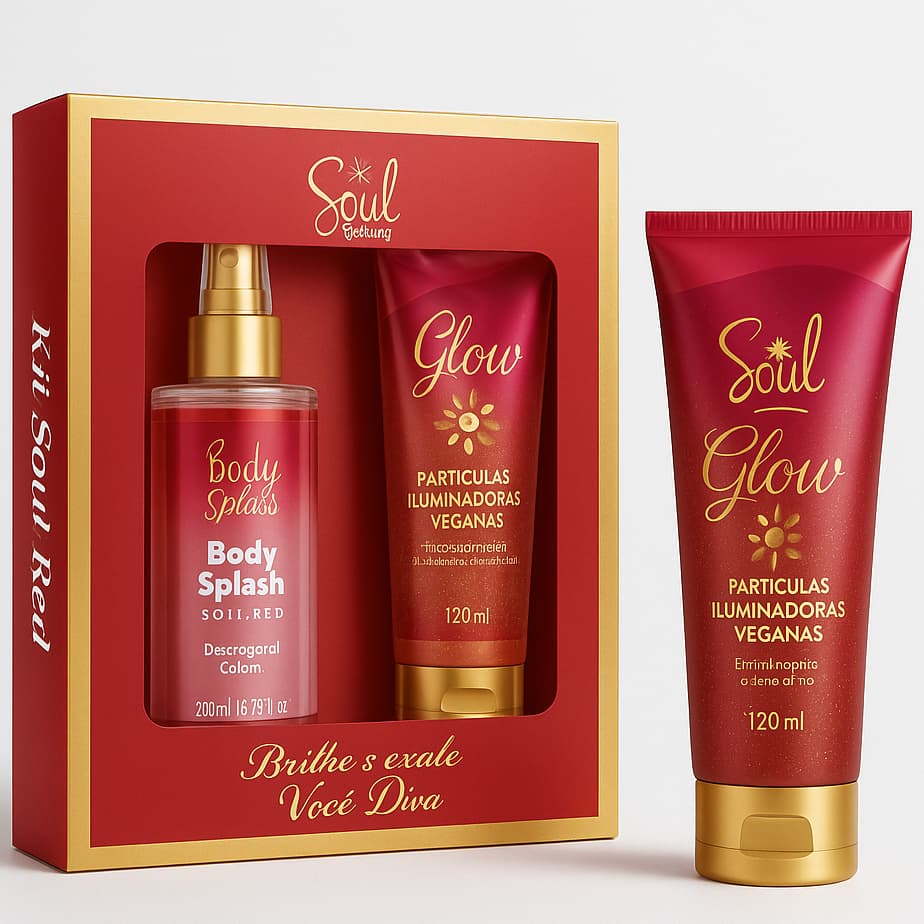 Kit Presente Soul Red  Bory Splash 200ml - Desodorante Colônia + Hidratante Corporal soul Cosméticos