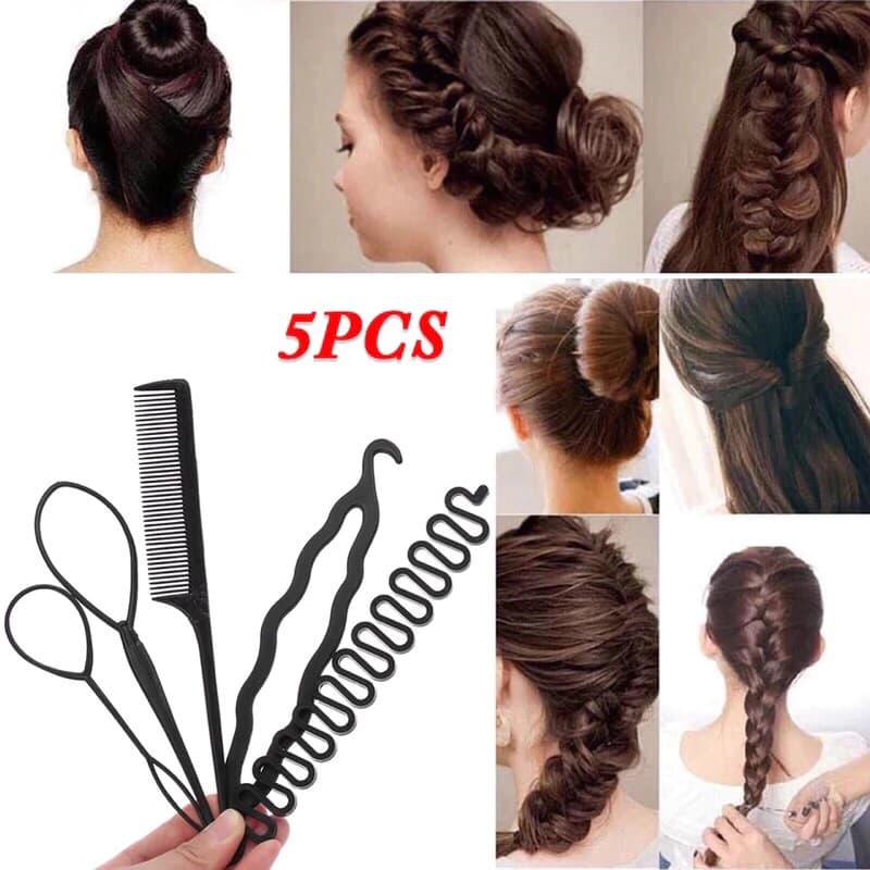 Pente para cabelo coque, Pente para tranças e Penteados Acessórios para Cabelo Kit coque e tranças com 5 Peças