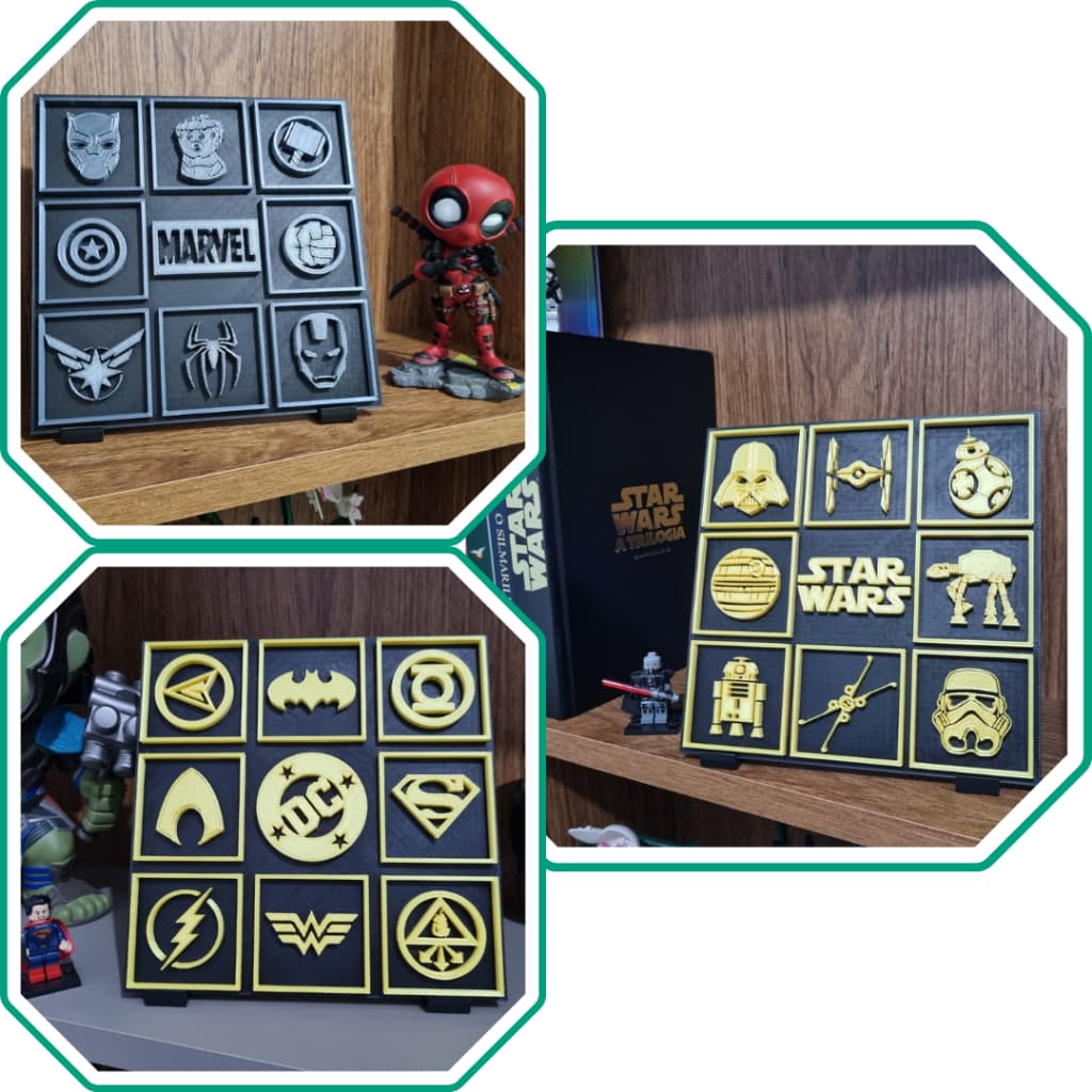 Placa Decorativa Marvel DC Star Wars Geek Nerd Filme Game 3D