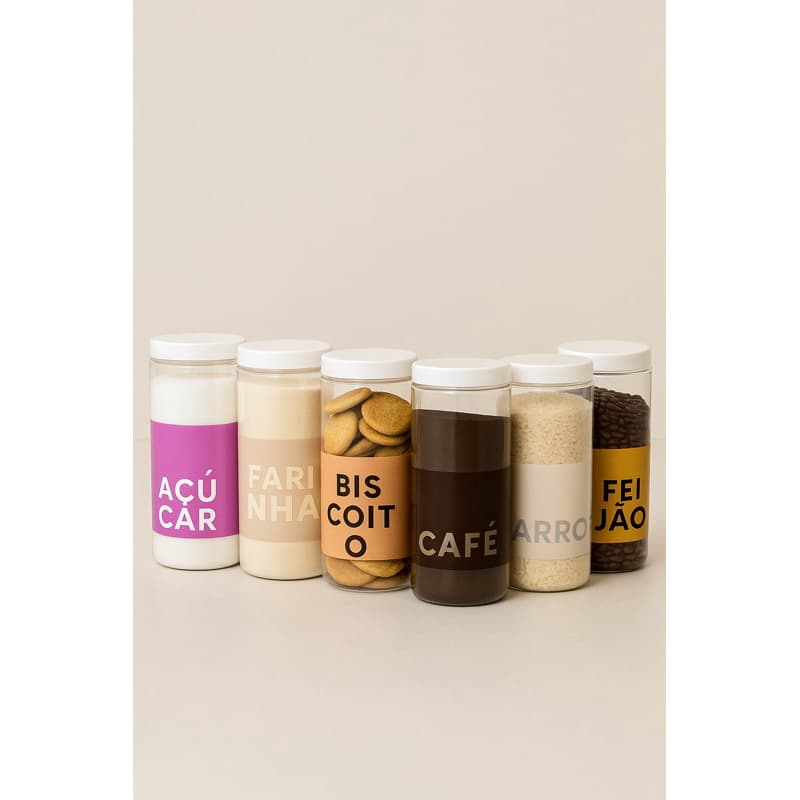 Potes Organizadores Porta Mantimento 1.8L - Arroz, Feijão, Café, Açúcar, Bolacha, Biscoito, Farinha