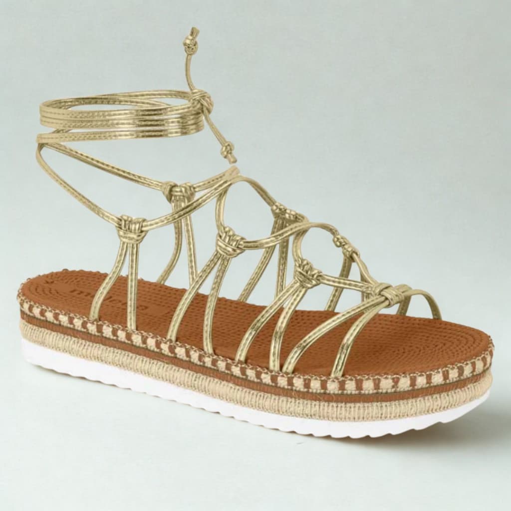 Tamanco Feminino Moleca Metalizado de Amarrar Confortável Leve Casual Moderno para o Dia a Dia
