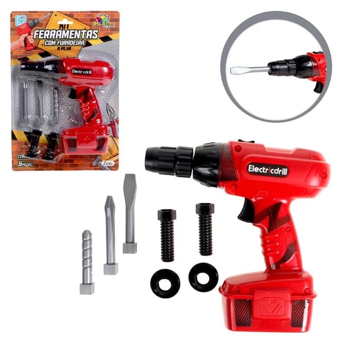 Kit Furadeira Brinquedo Infantil Parafusadeira Ferramentas Menino