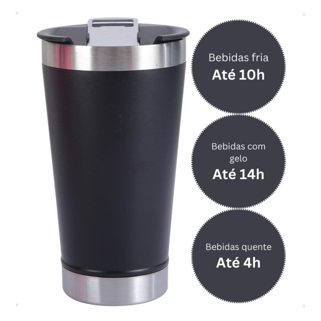 Copo Térmico liso 473ml com Tampa e Abridor