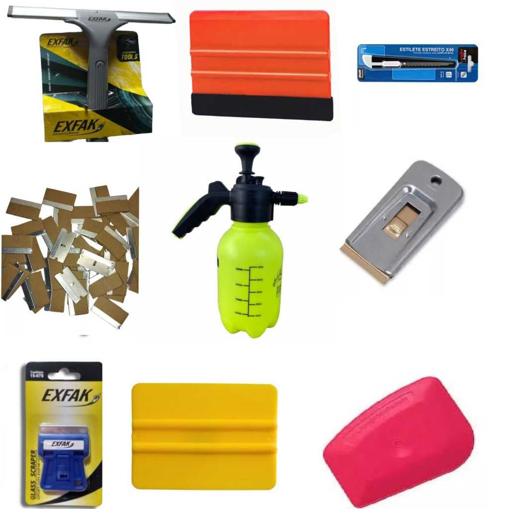 Kit Profissional completo Borrifador, espátulas raspador ratinho e mini raspador Rodo estilete e lâminas.
