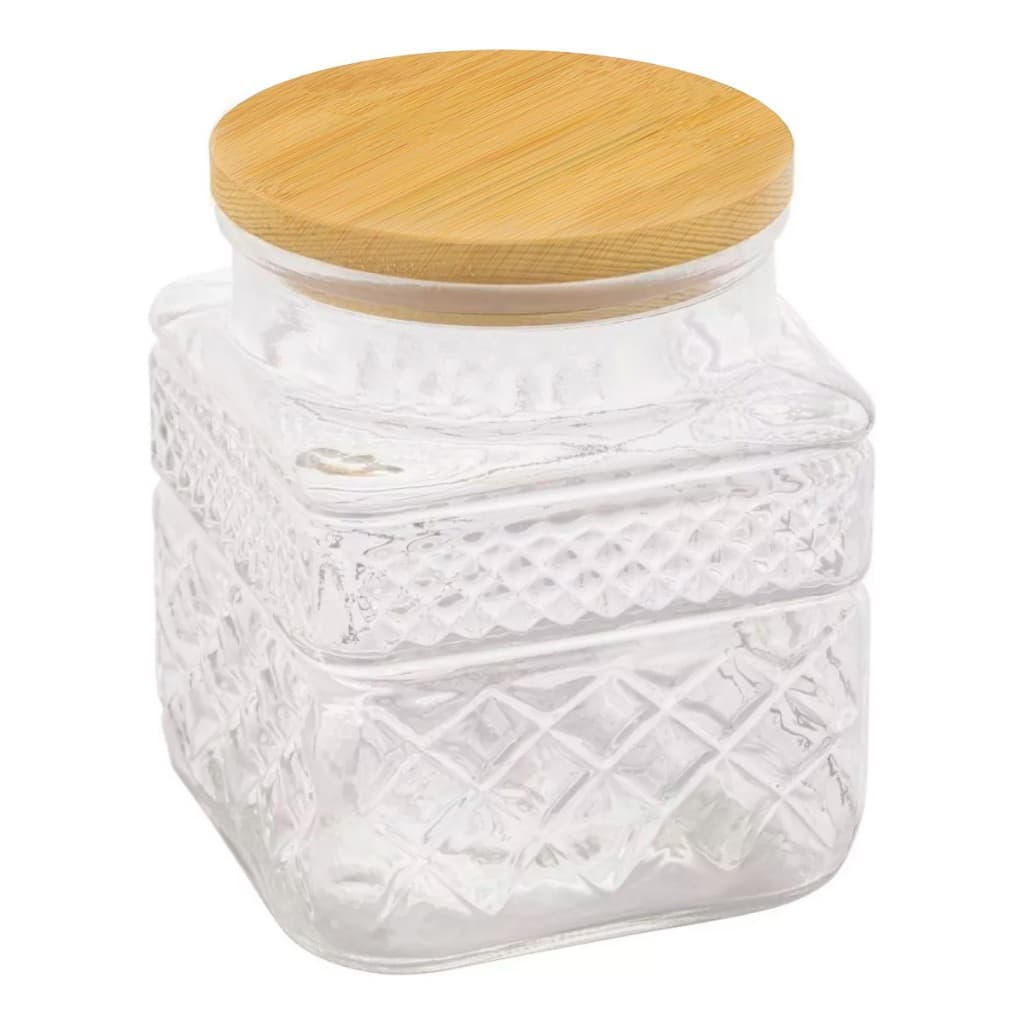 Pote De Vidro Hermético 1150ml Com Tampa De Bambu Elegante