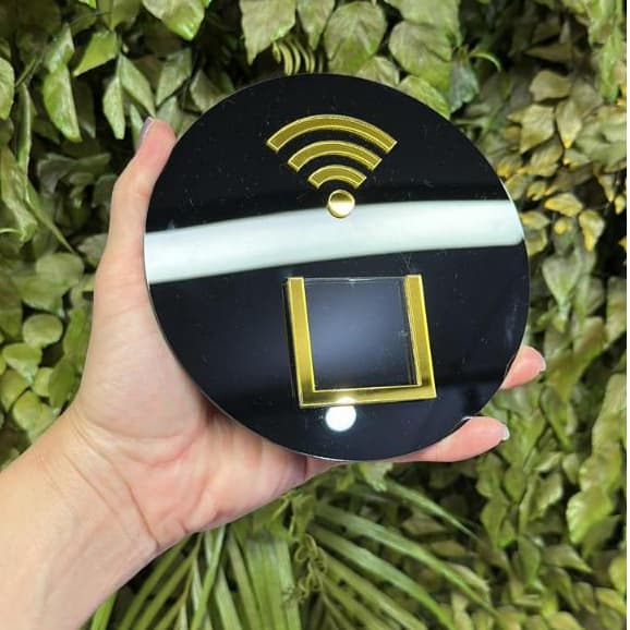 Placa Acrílica De Parede Espelhado Indicativa Wi-fi Google