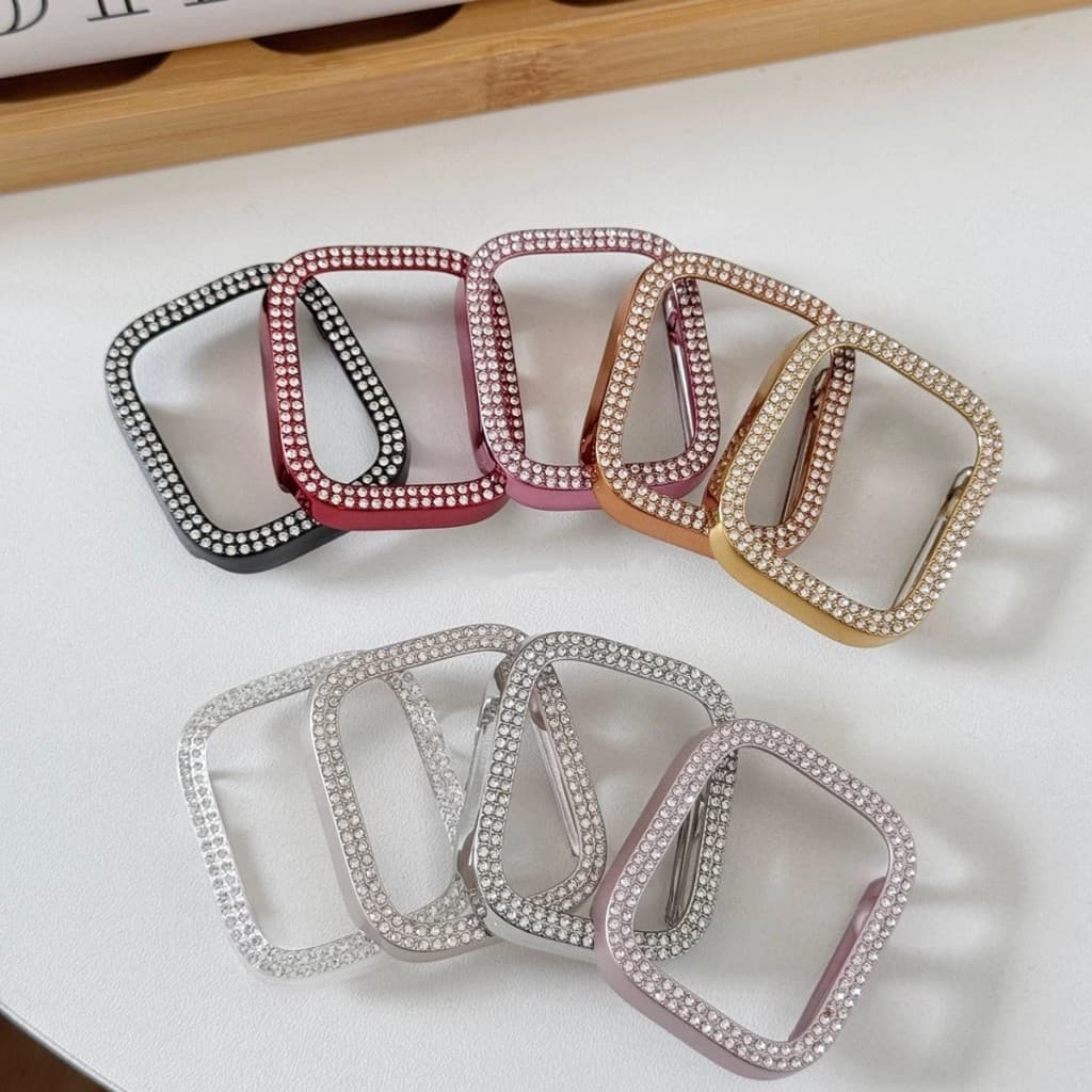 Capa Protetora com Diamante Para Apple Watch 46mm 40mm 42mm 41mm 44mm 38mm 45mm 49mm Ultra Luxo Proteção Antiarranhão