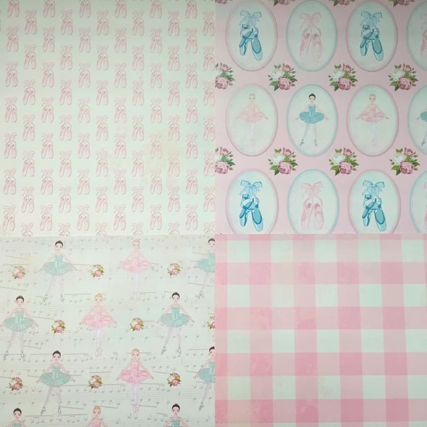 04 Papéis Scrapbook BAILARINA - TOKE E CRIE - 04 folhas