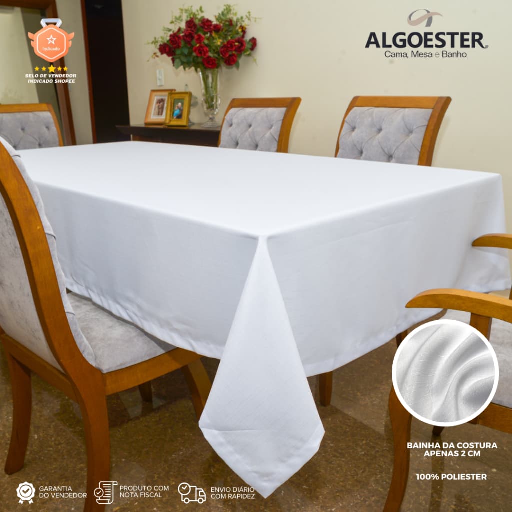 Toalha de Mesa Buffet Jantar Decorativa Luxuosa Maquinetado 4, 6, 8, 10, 12 Lugares Varias Cores