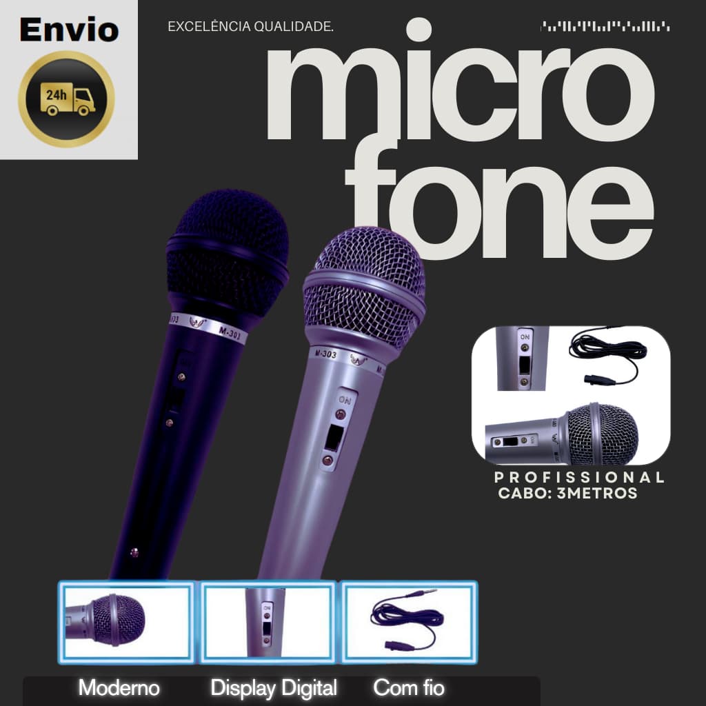 Microfone Profissional Dinâmico M-58