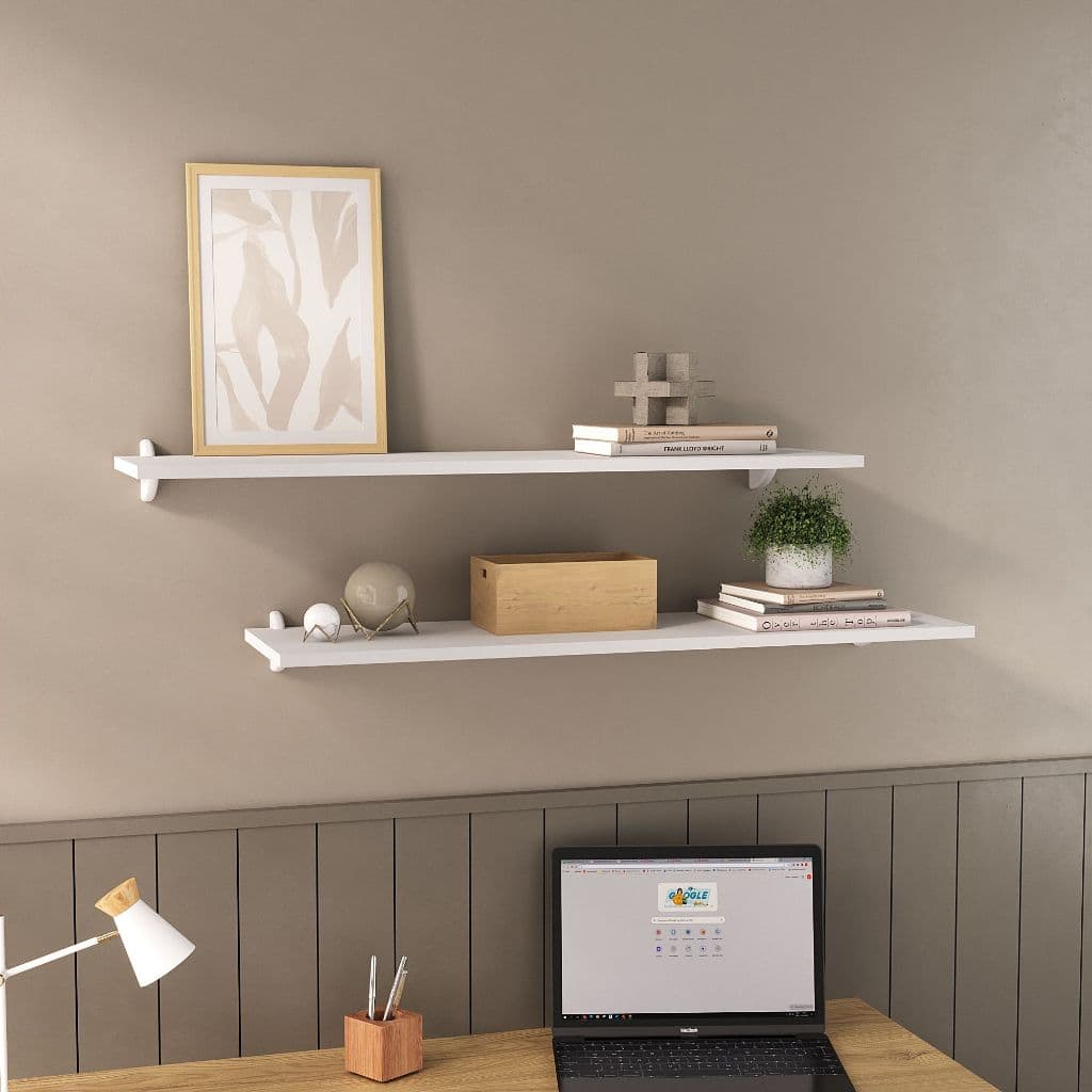 Kit 4 Prateleiras 60cm 25cm de Largura Branco MDP Nichos Decoração Sala Quarto Cozinha Banheiro