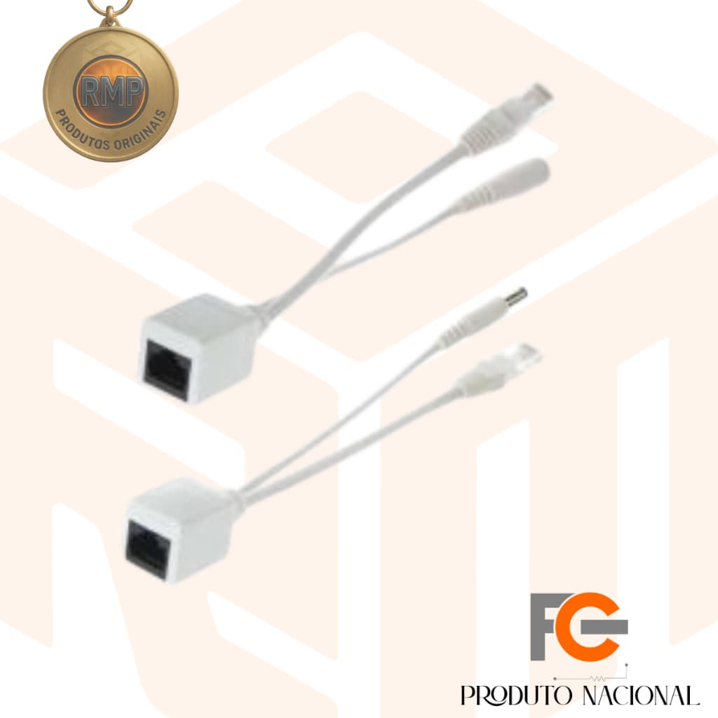 Fonte Par Cabo Adaptador Poe Injetor + Separador nacional FC Fontes Adaptador RJ45 Macho E Fêmea 5V, 12V, 24V e 48V