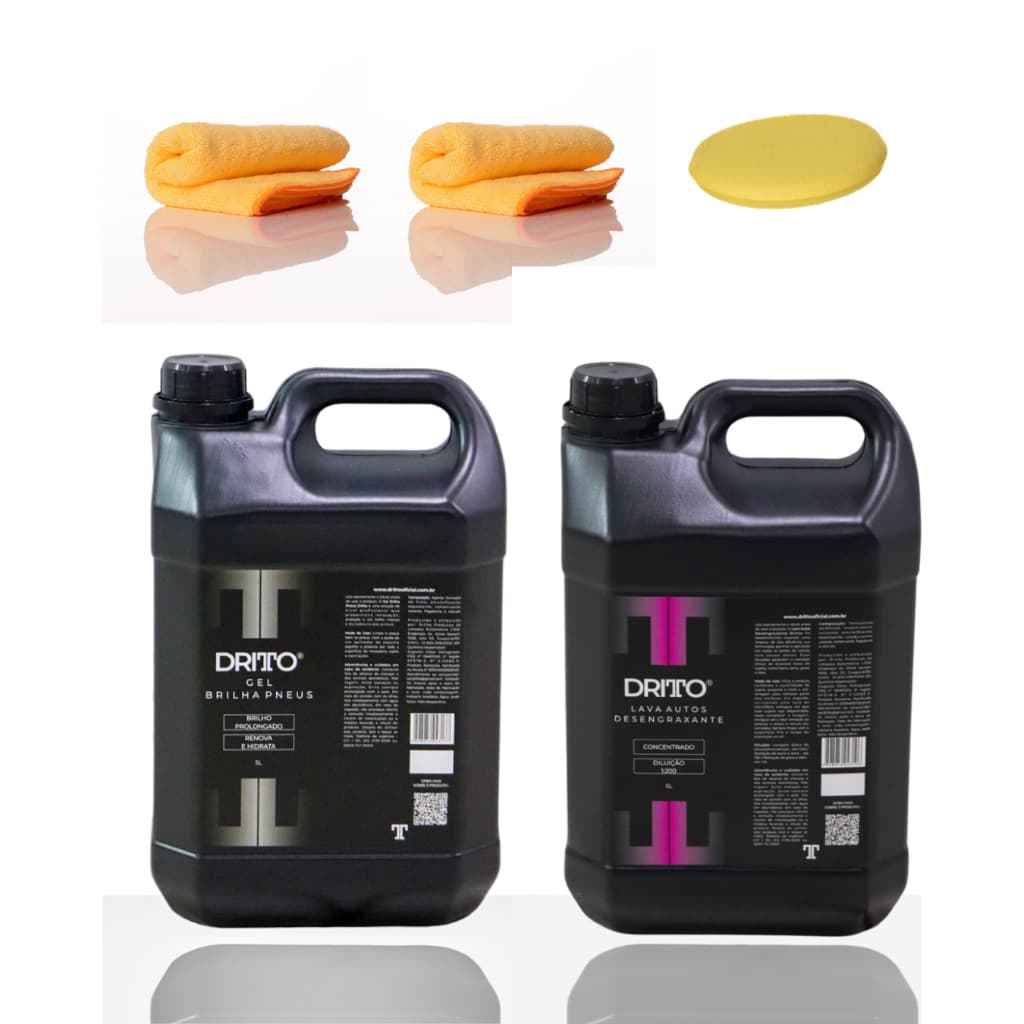 Kit Lavagem Automotiva - Desengraxante 1:200 - Remove barro, graxa, óleo e lama - Pretinho em gel