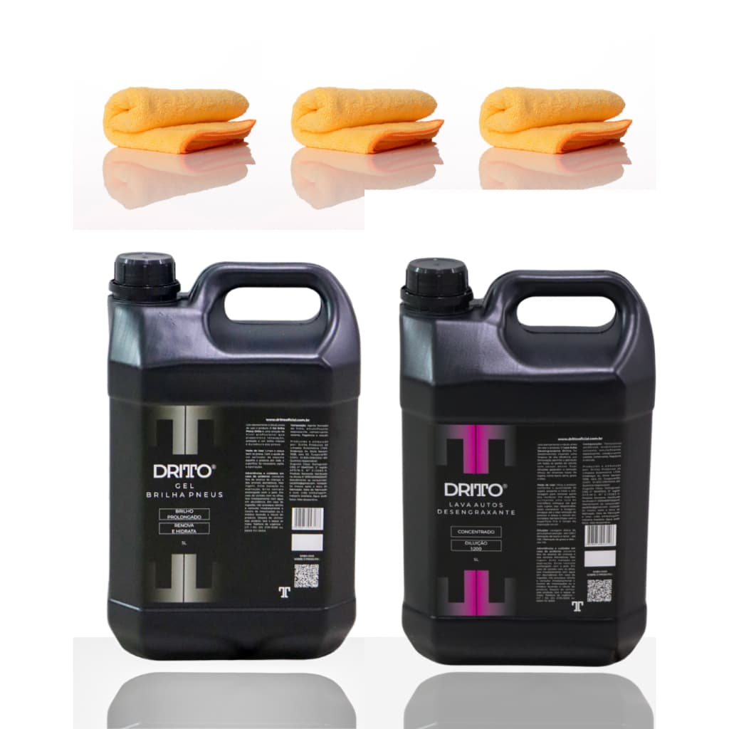 Kit Limpeza Automotiva - Desengraxante 1:200 - Remove barro, graxa, óleo e lama - Pretinho em gel