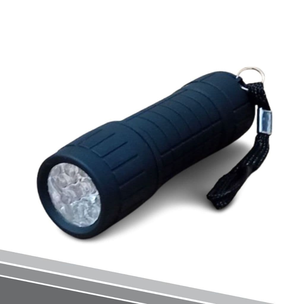 2 Mini Lanternas com 9 Leds Luz Forte/ Alumínio Emborrachado Resistente/ Funciona à Pilha