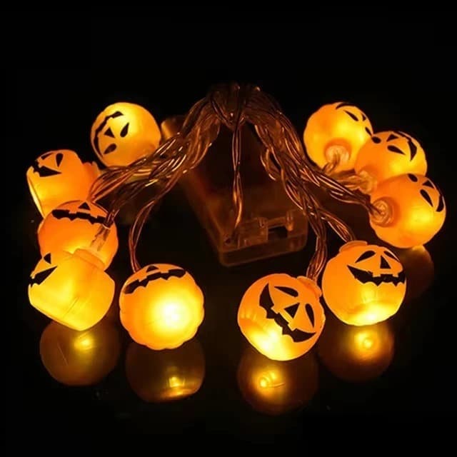 Varal Led Halloween Mini Abóbora C/10 Unidades