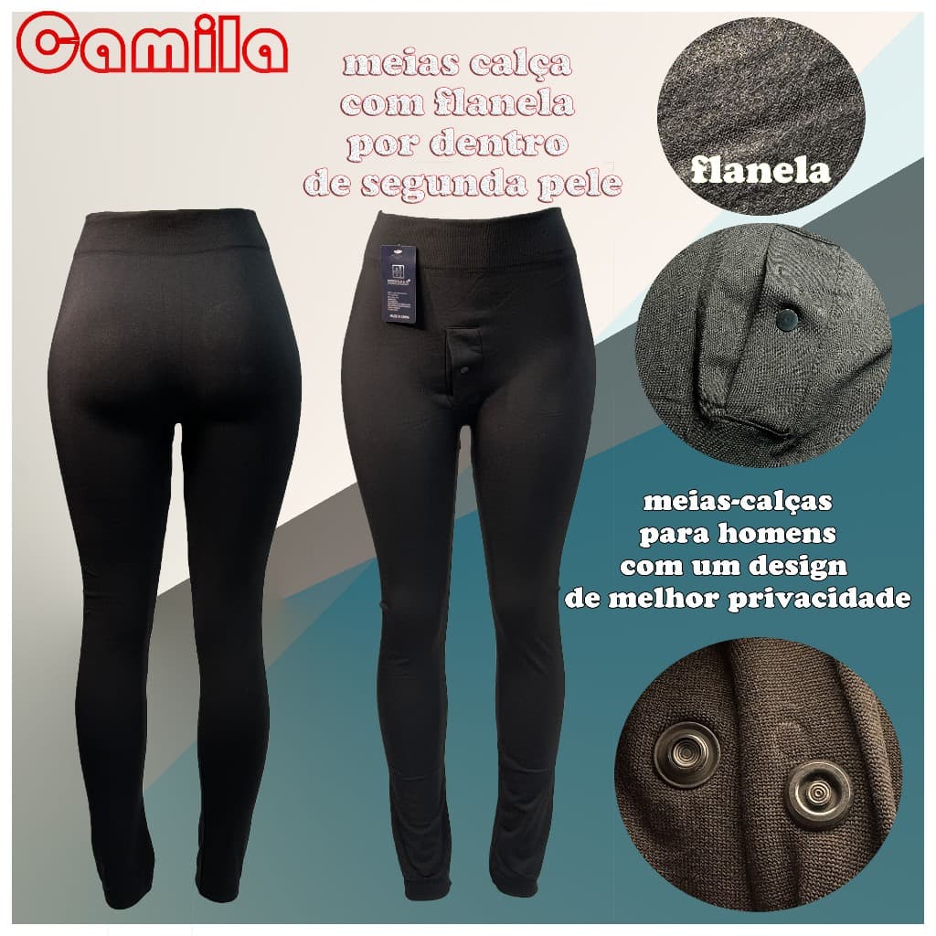 Kit 1-4 calça com flanela por dentro de segunda pele masculino e feminiso