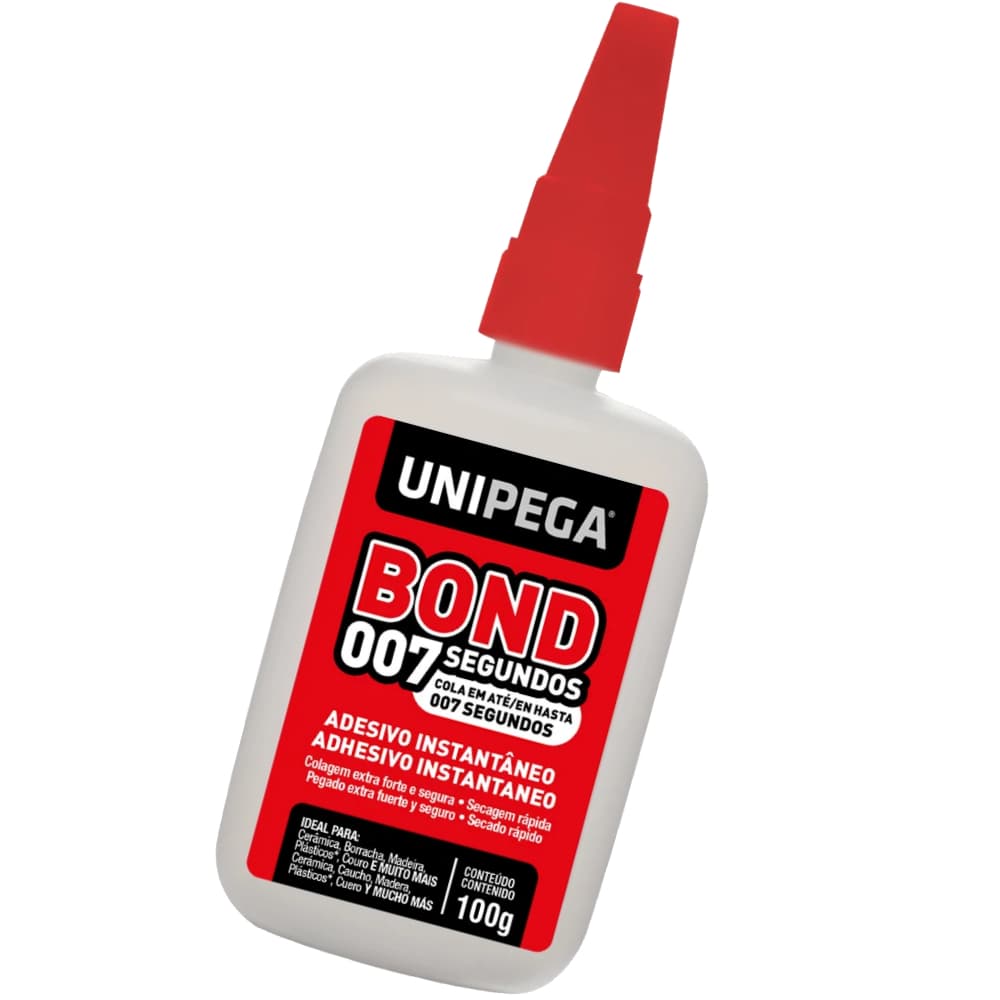 Cola Instantânea Super Bond 007 Unipega 100g Adesiva Secagem Rápida