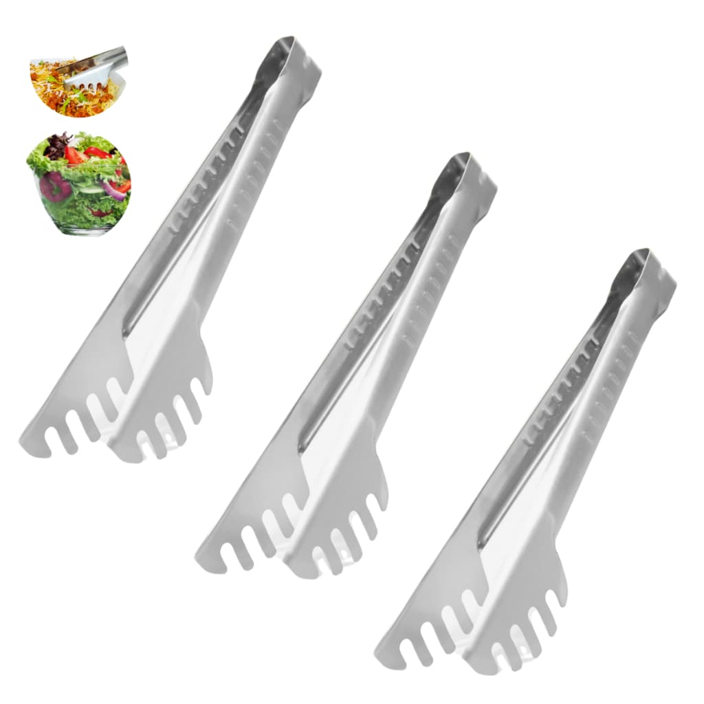 Kit 3 Pegador De Macarrão Massa Cabo Longo Aço Inox 27cm Cozinha