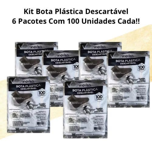 Kit 6 pac Pro pé Descartável Bota Plástica 600 Unidades