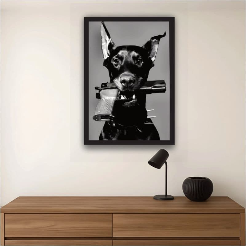 Quadro decorativo 40x60 moderno cachorro pegando para sala quarto