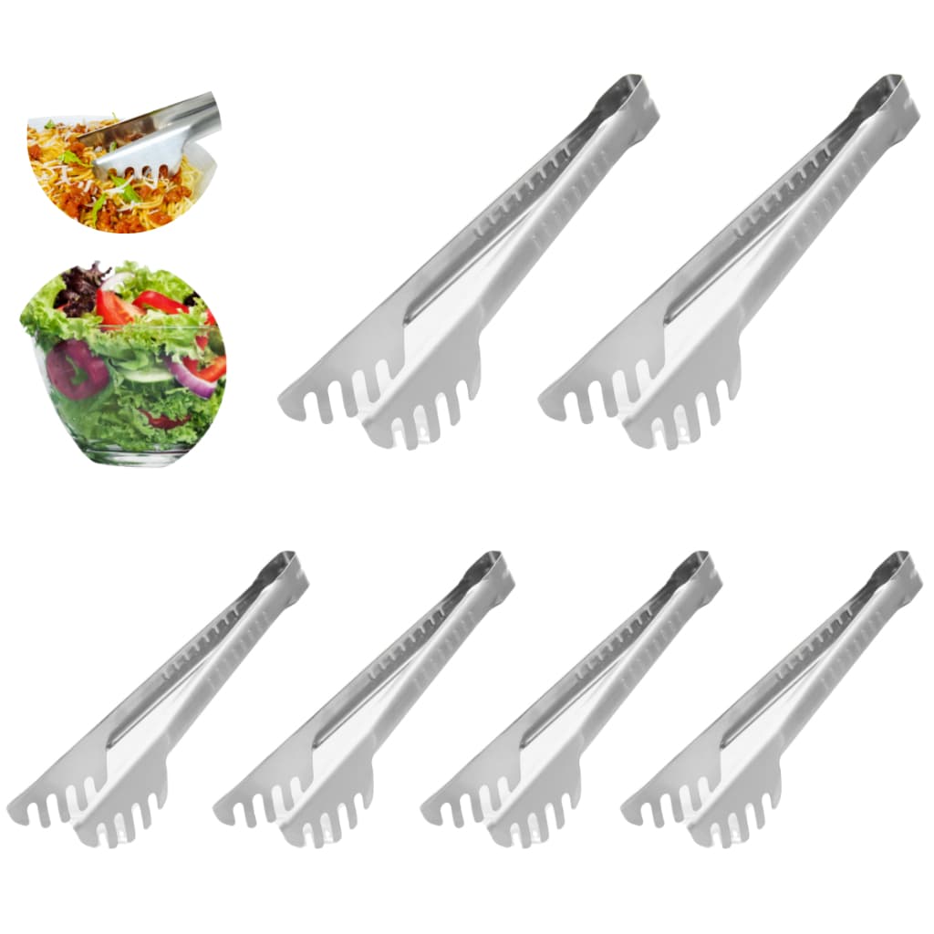 Kit 6 Pegador Macarrão Massa Cabo Longo Aço Inox 27cm Cozinha Comida Pasta