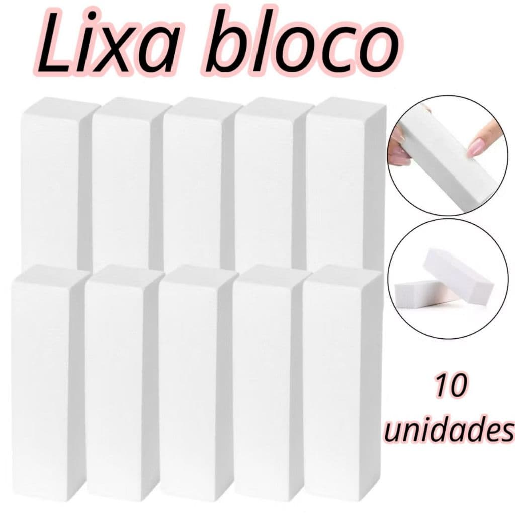 Kit 10 Lixas Bloco Fecha Poros Polidora Color Atacado Unhas Gel Polygel Acrilico