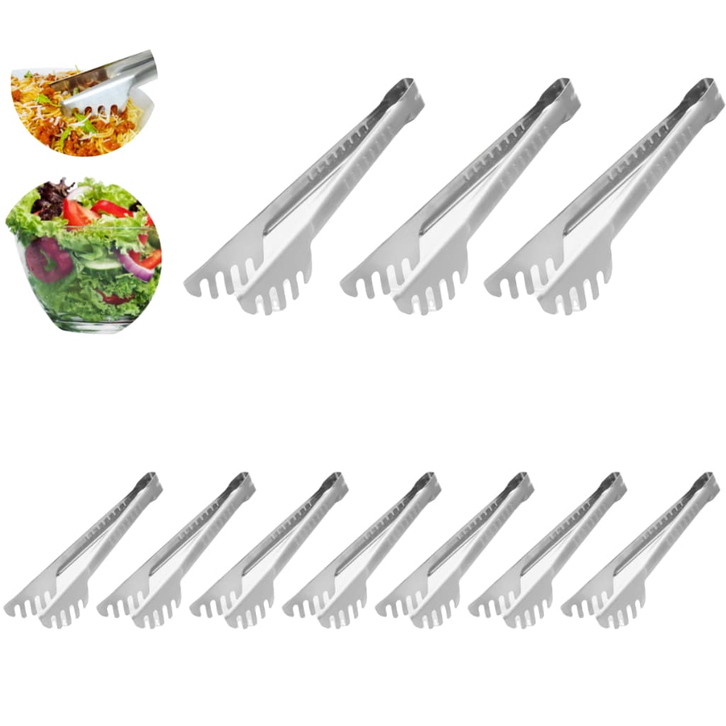 Kit 10 Pegador Macarrão Massa Cabo Longo Aço Inox 27cm Cozinha Decoração Mesa Self-Service